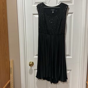 R&M Richards Black Sequin Midi Fancy Dress with bling